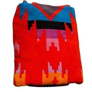 Vintage Royal Terry Southwest Aztec Print Beach Bath Towel Bold Cotton Colorful